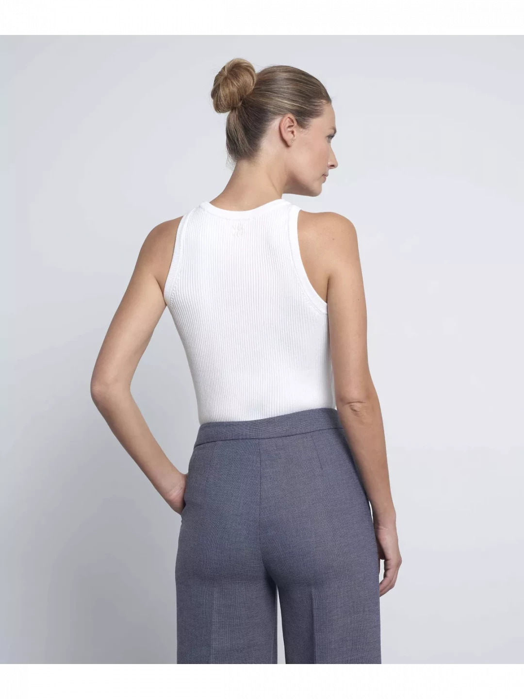 Cotton Jersey Mix Ribbed Knitted Tank Top by  on curated-crowd.com