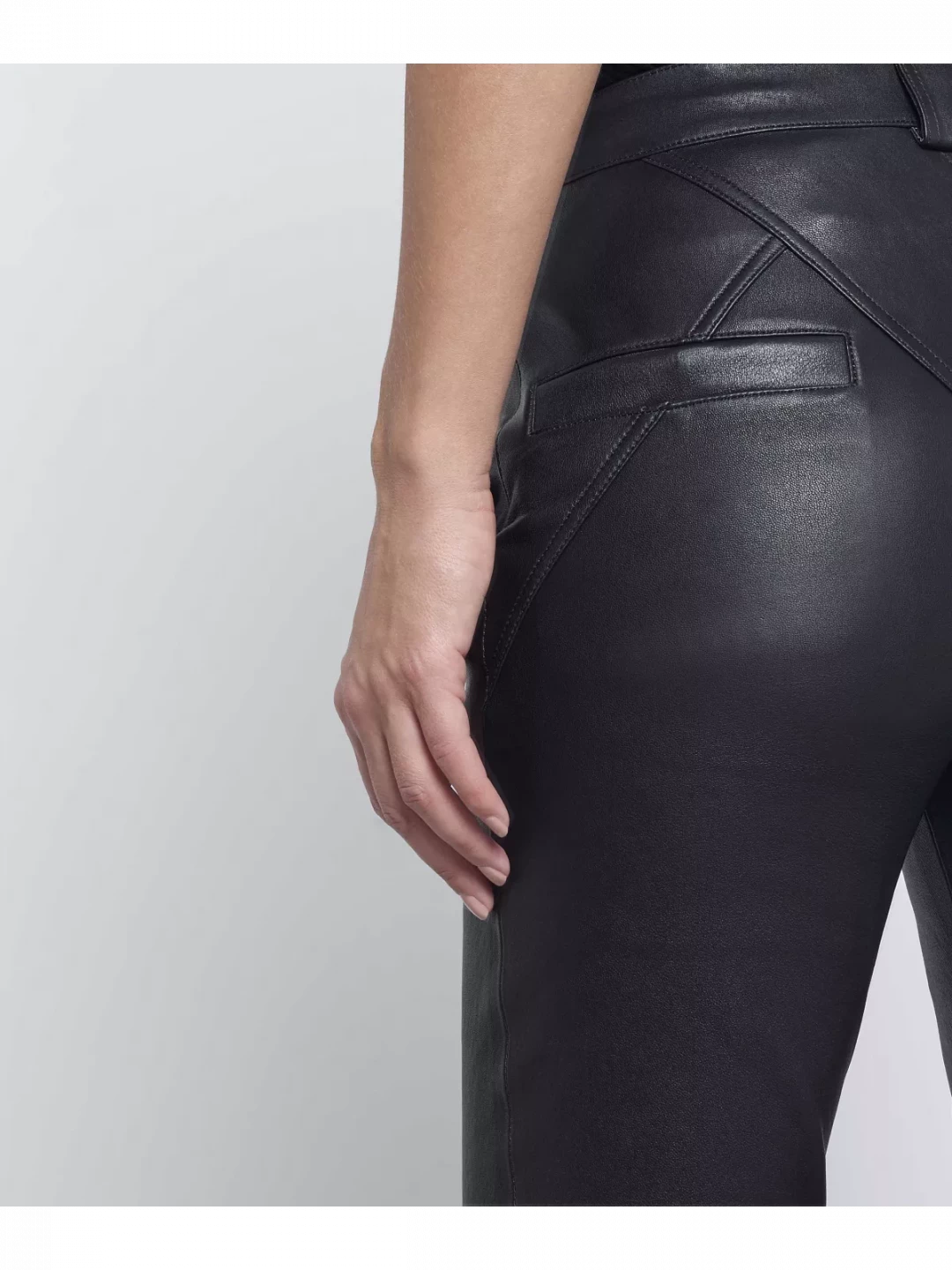 Leather Trousers With Stitch Detail by  on curated-crowd.com