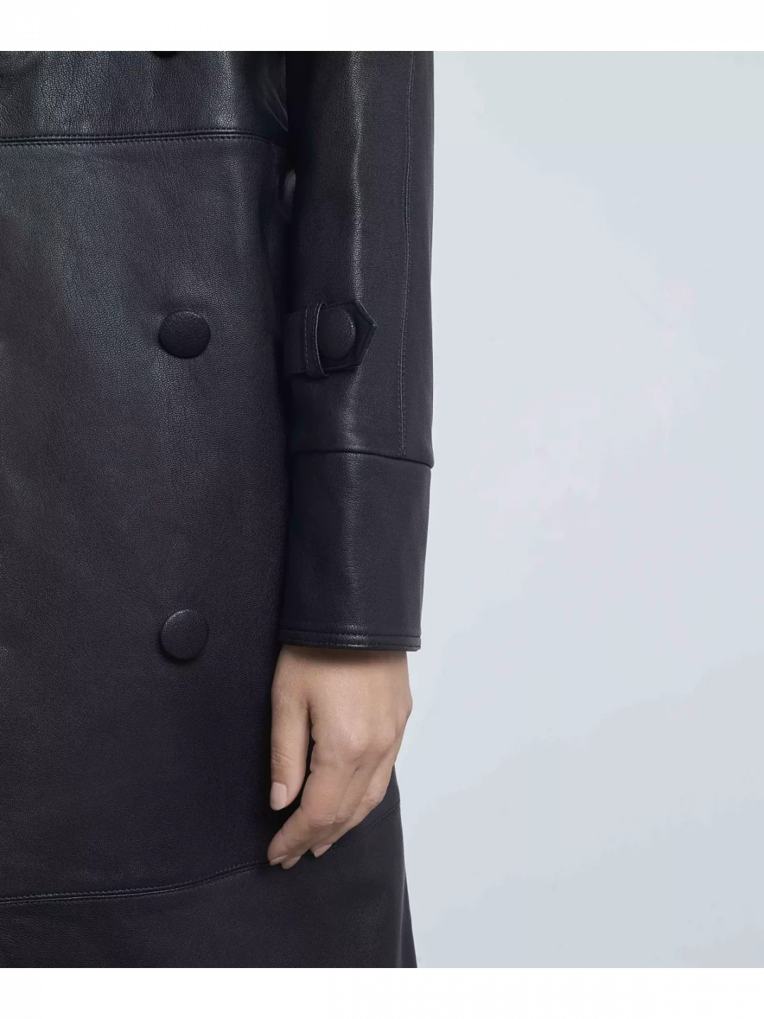 Premium Napa Leather Trench Coat With Waist Belt by  on curated-crowd.com