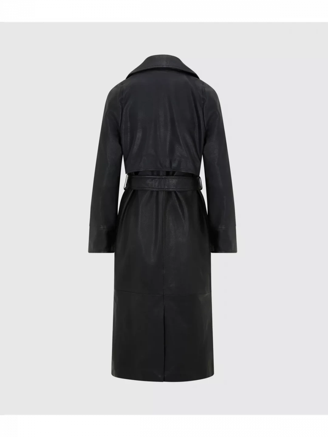 Premium Napa Leather Trench Coat With Waist Belt by  on curated-crowd.com