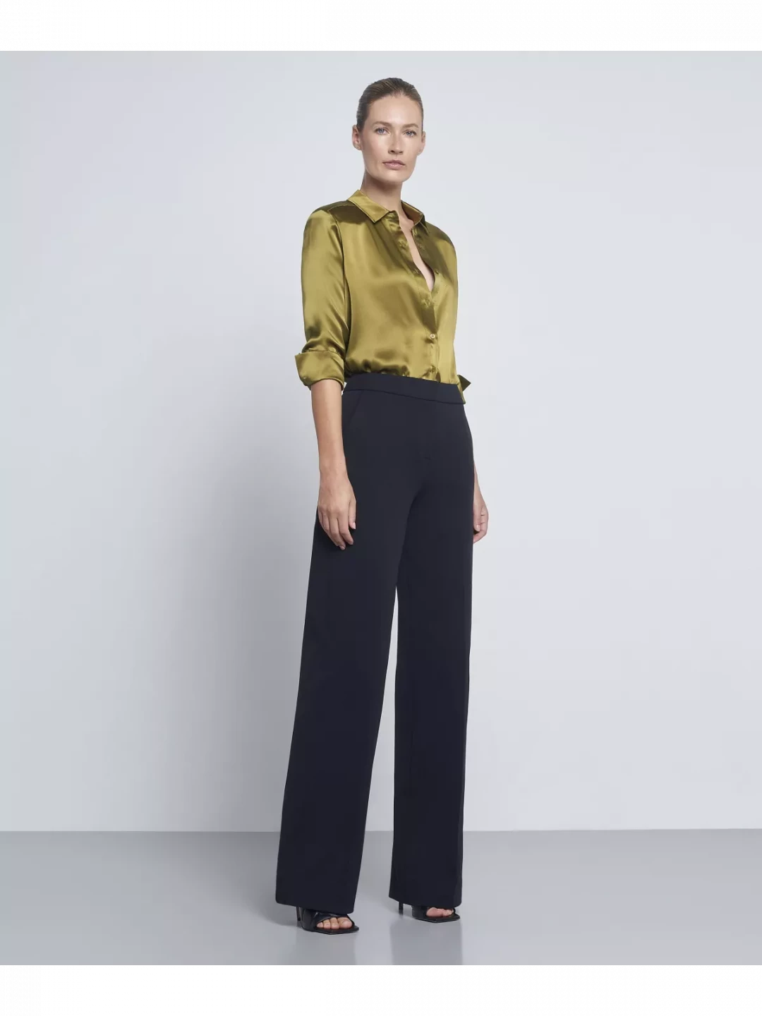 Oversized 100% Silk Shirt With Embroidered Logo by  on curated-crowd.com