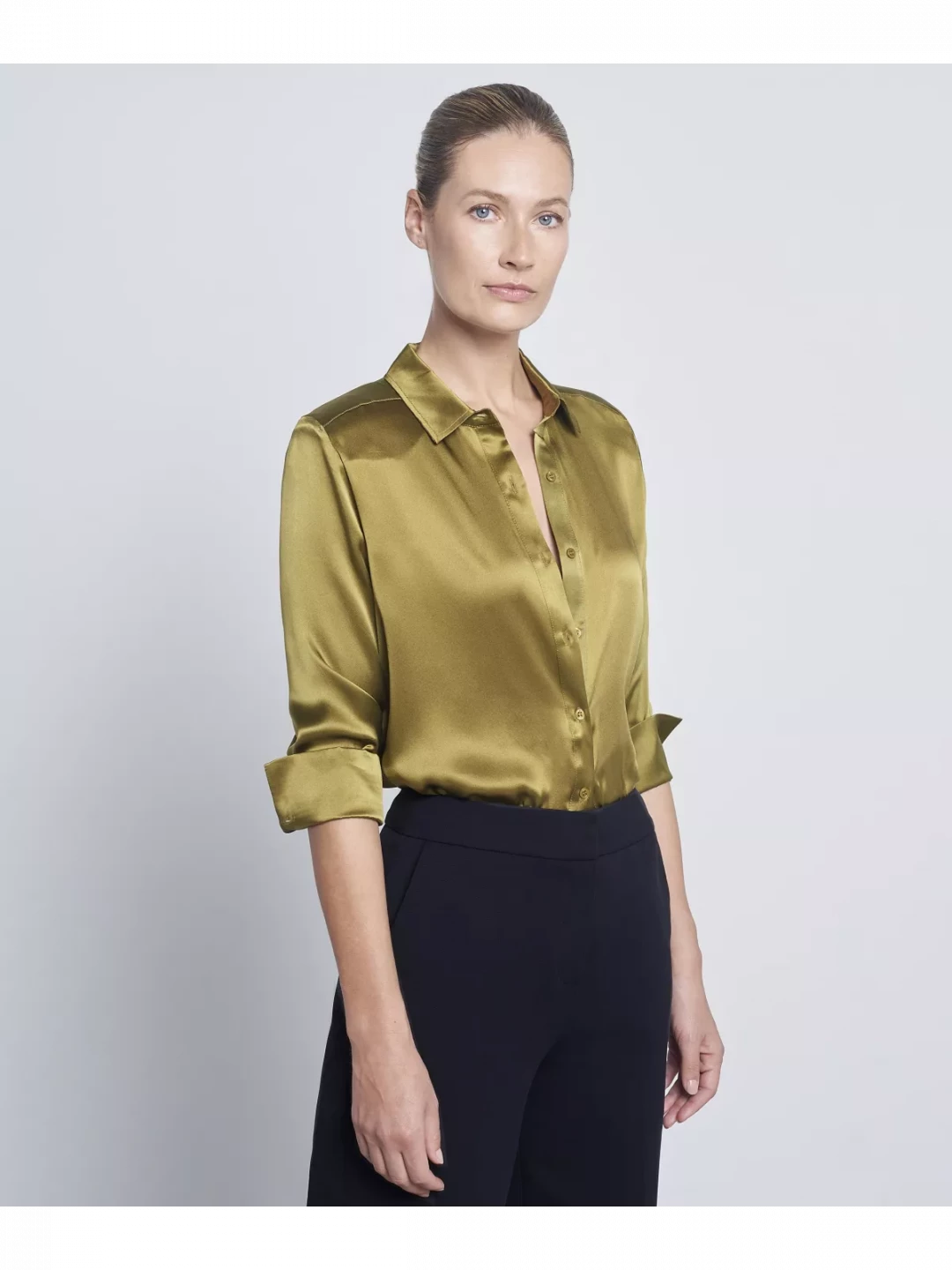 Oversized 100% Silk Shirt With Embroidered Logo by  on curated-crowd.com