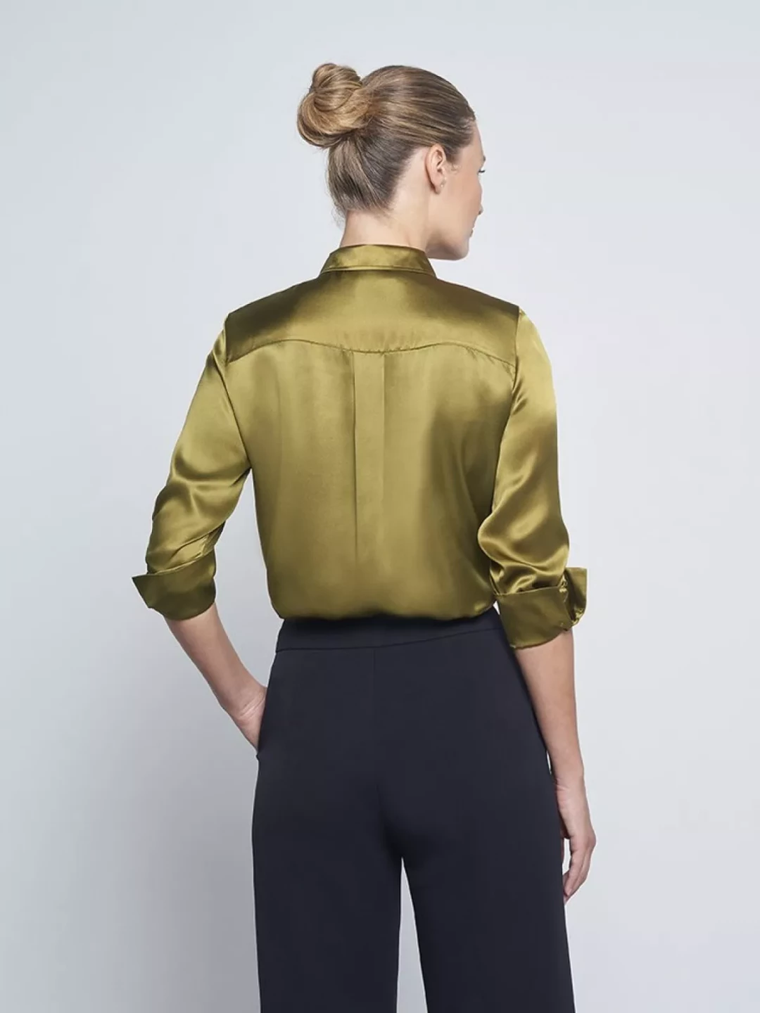 Oversized 100% Silk Shirt With Embroidered Logo by  on curated-crowd.com