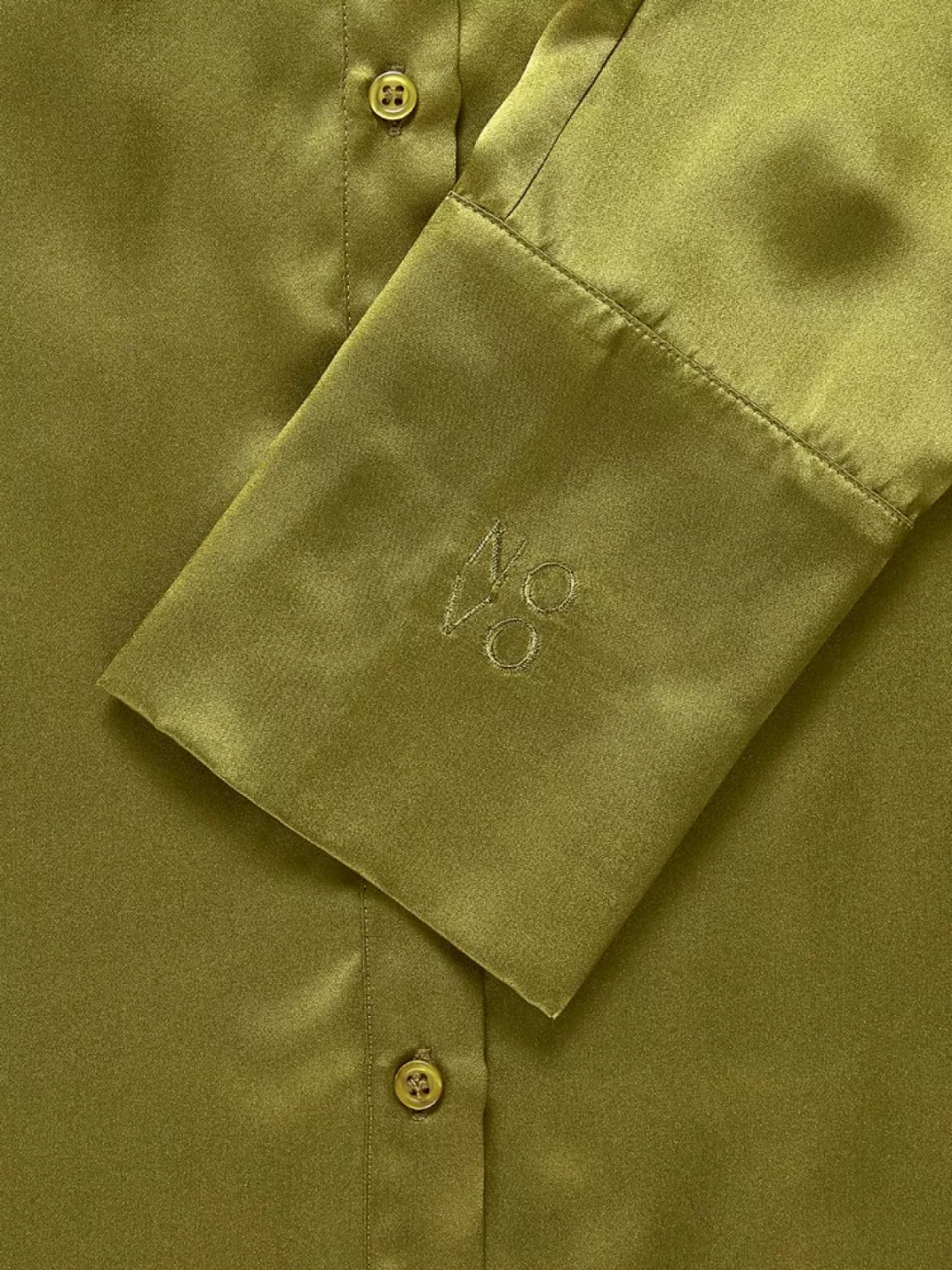 Oversized 100% Silk Shirt With Embroidered Logo by  on curated-crowd.com