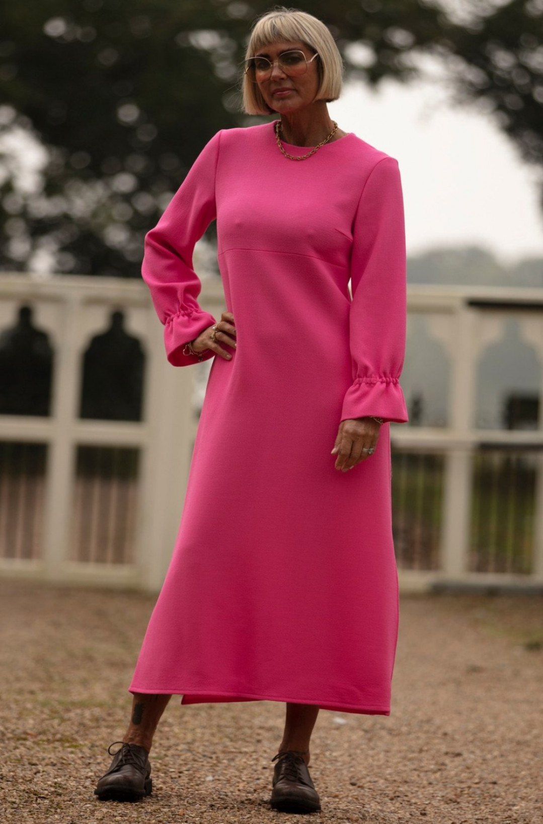 Willow Crepe Frill Cuff Dress by  on curated-crowd.com
