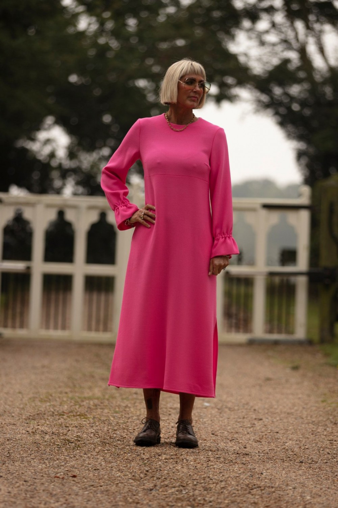 Willow Crepe Frill Cuff Dress by  on curated-crowd.com