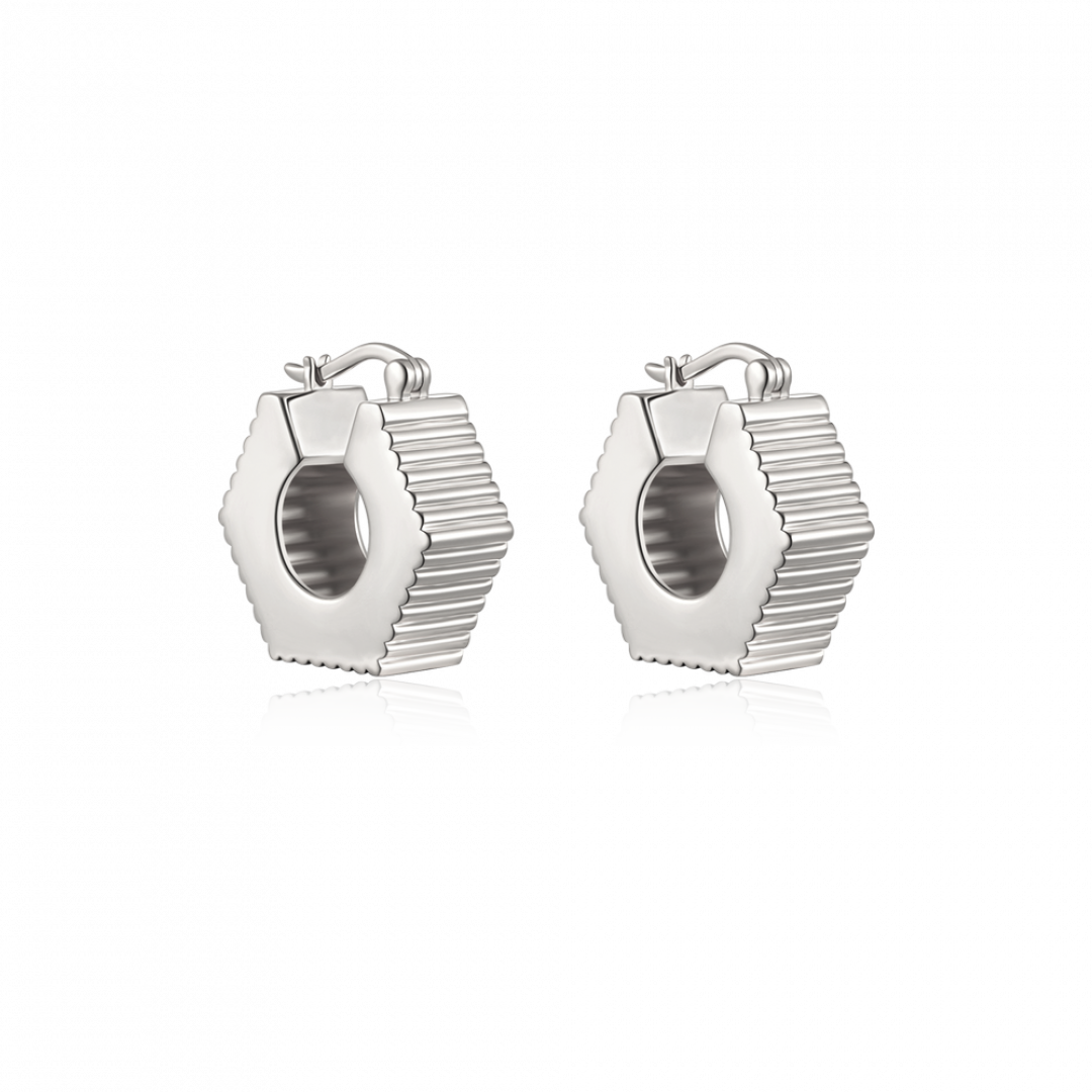 Aster Silver Hoop Earrings by  on curated-crowd.com