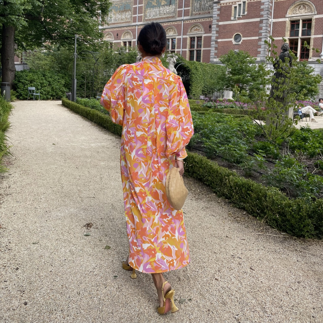 Milo Dress Orange Flower Print by  on curated-crowd.com
