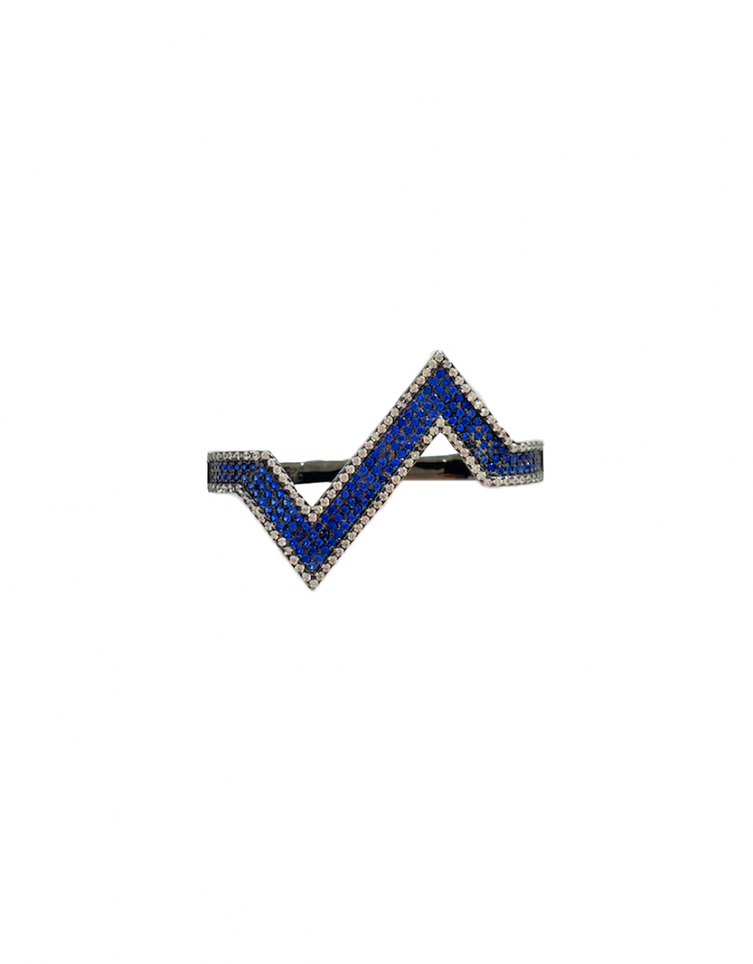 Zig Zag Silver Ring in Blue by  on curated-crowd.com