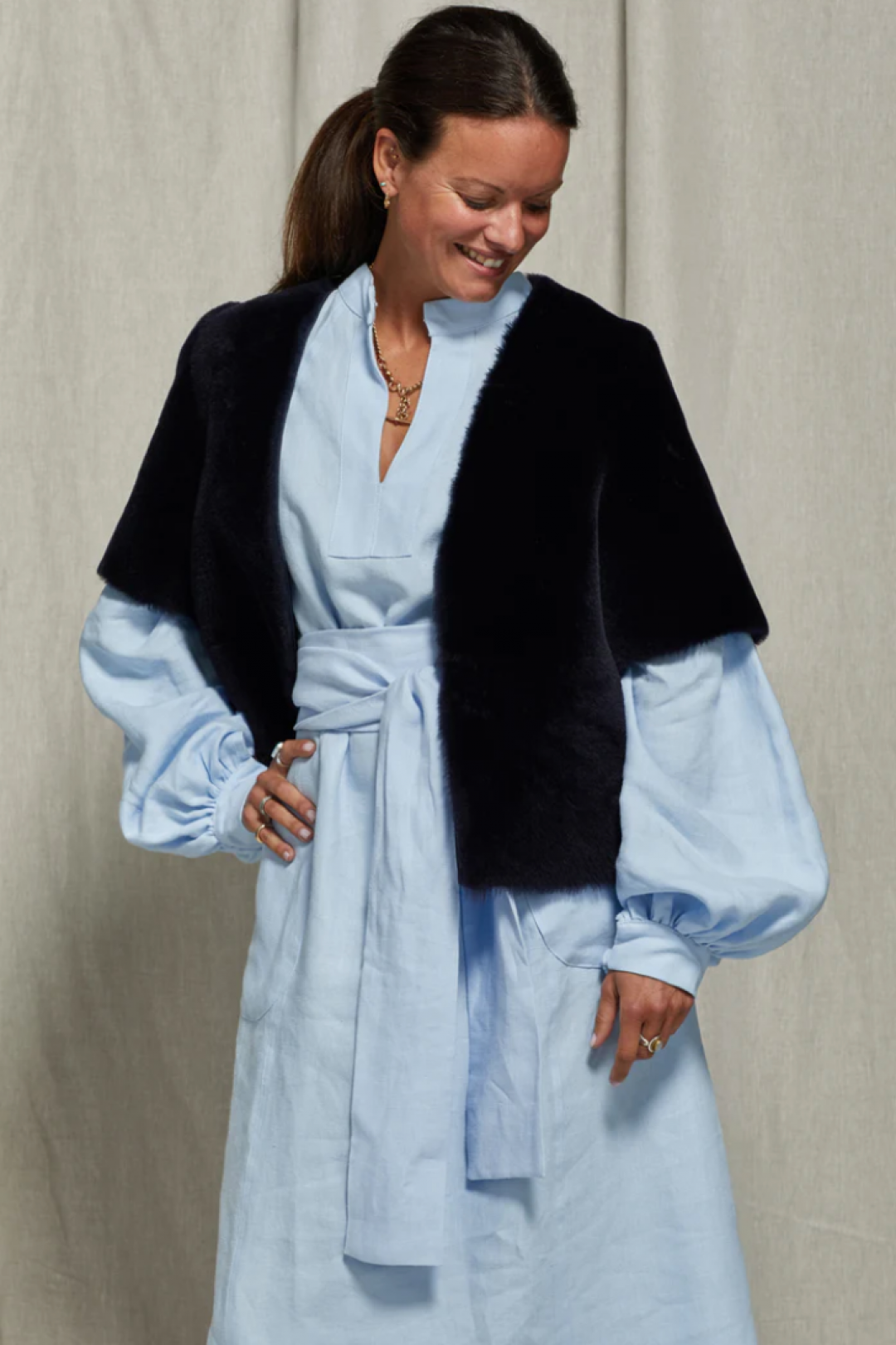 Jeanette Short-Sleeved Shearling Jacket by  on curated-crowd.com
