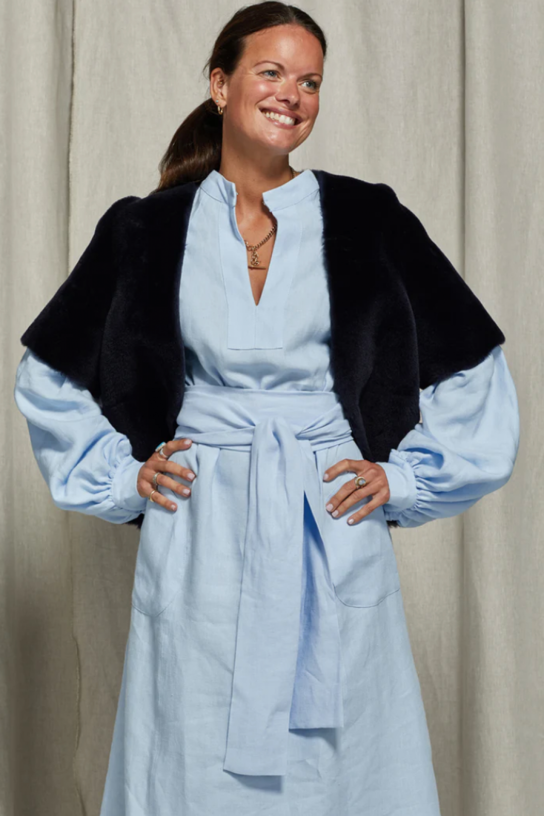 Jeanette Short-Sleeved Shearling Jacket by  on curated-crowd.com