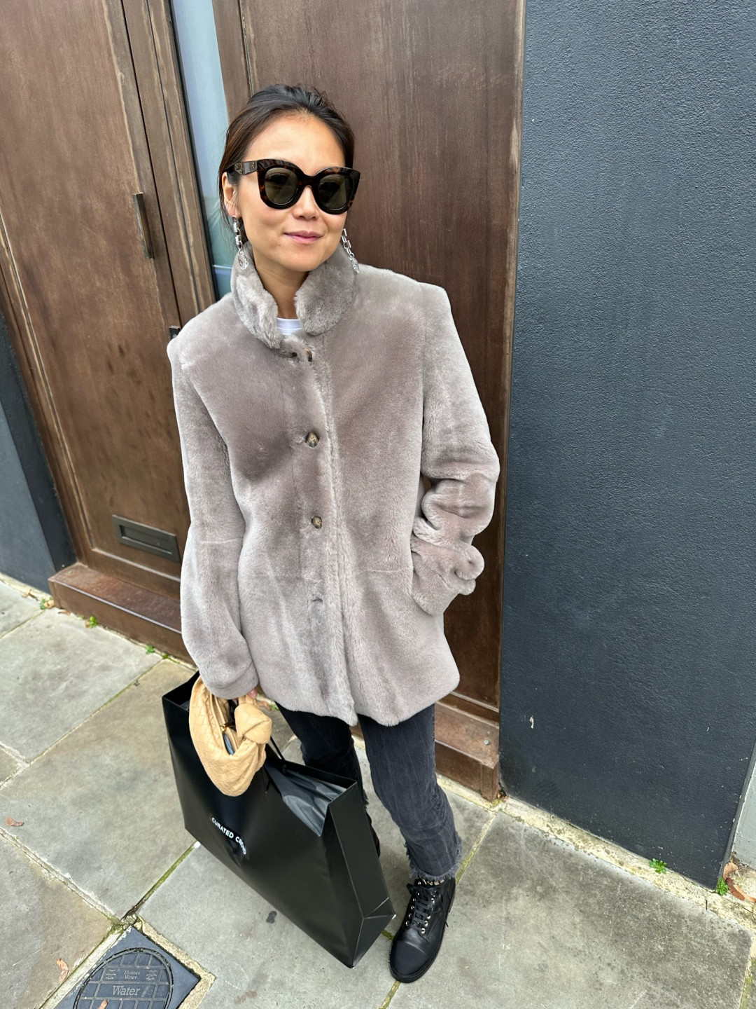 Nola Mid-Length Shearling Coat by  on curated-crowd.com