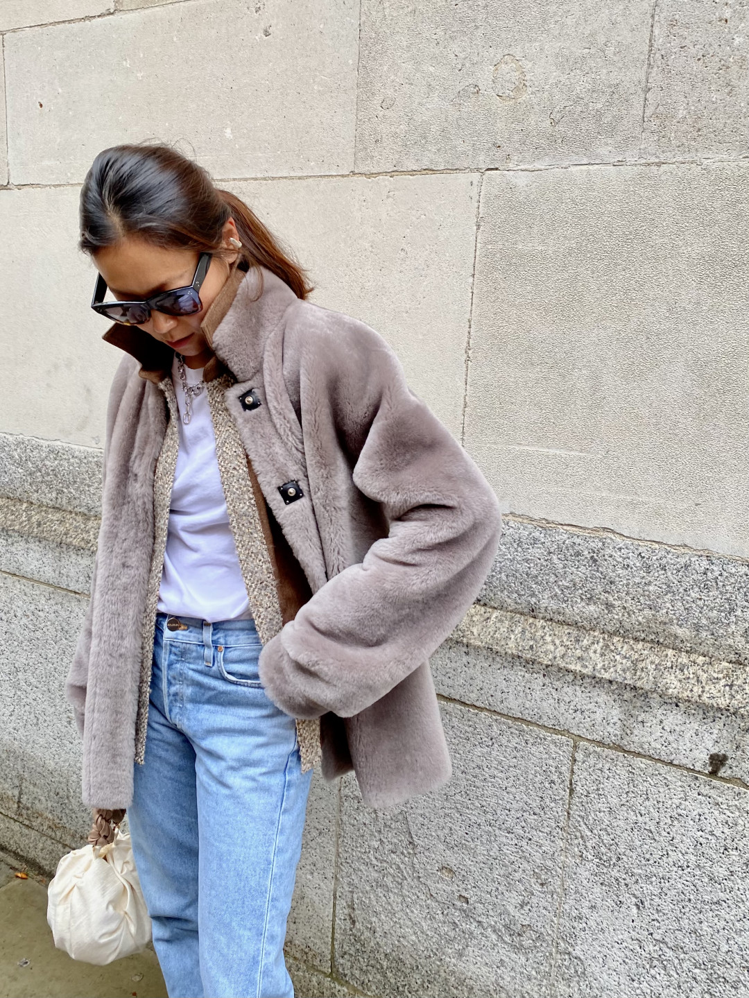 Nola Mid-Length Shearling Coat by  on curated-crowd.com