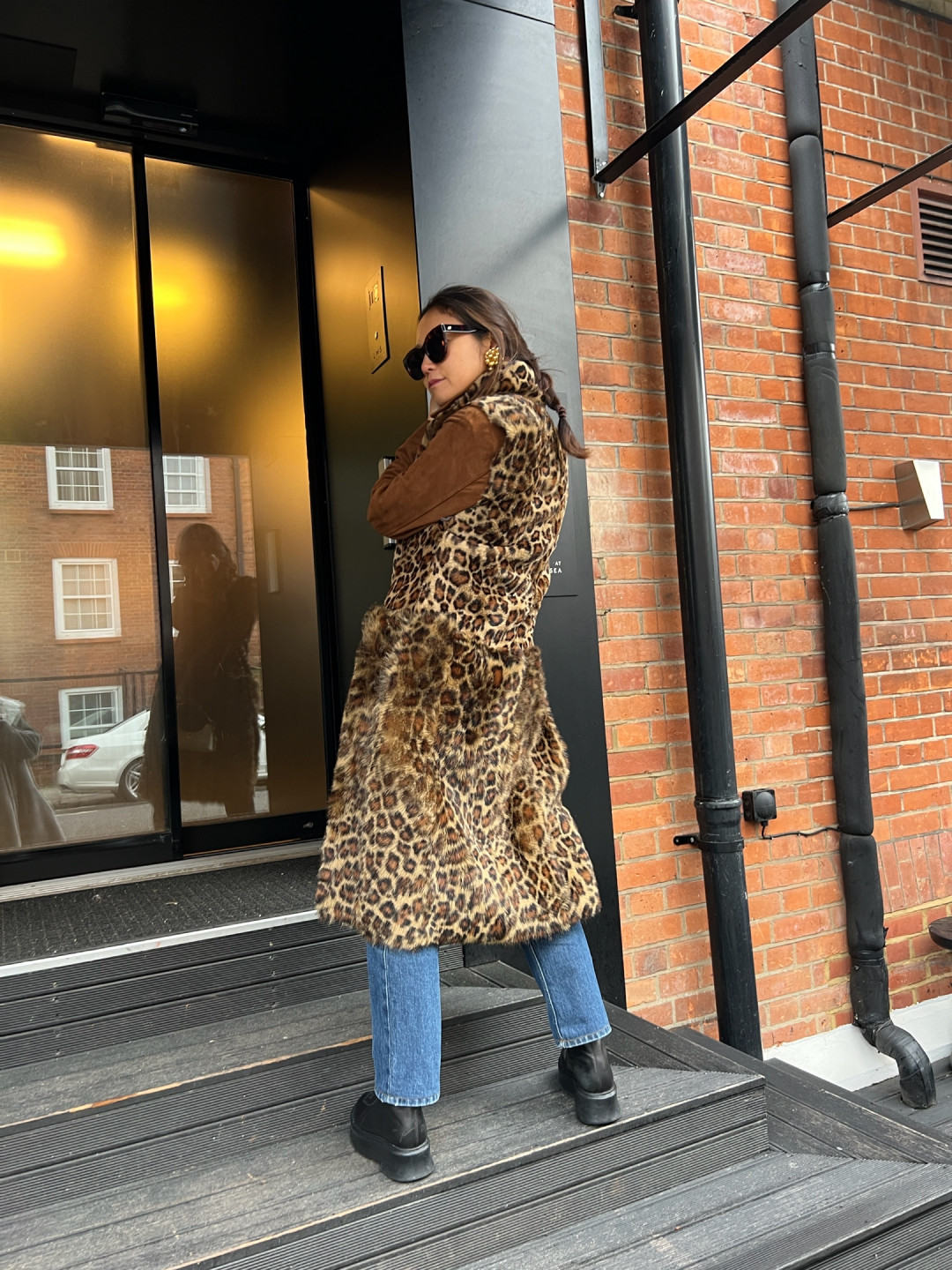 Kat Leopard Print Shearling Waistcoat by  on curated-crowd.com