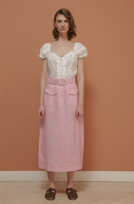 Shiraz Linen Skirt by  on curated-crowd.com