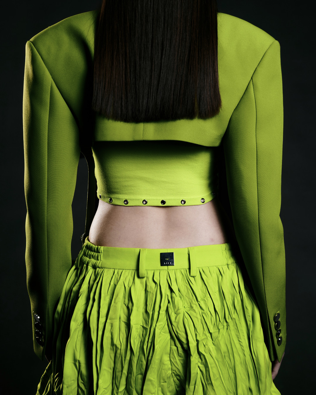 Acid Green Eyelet Tank Top by  on curated-crowd.com