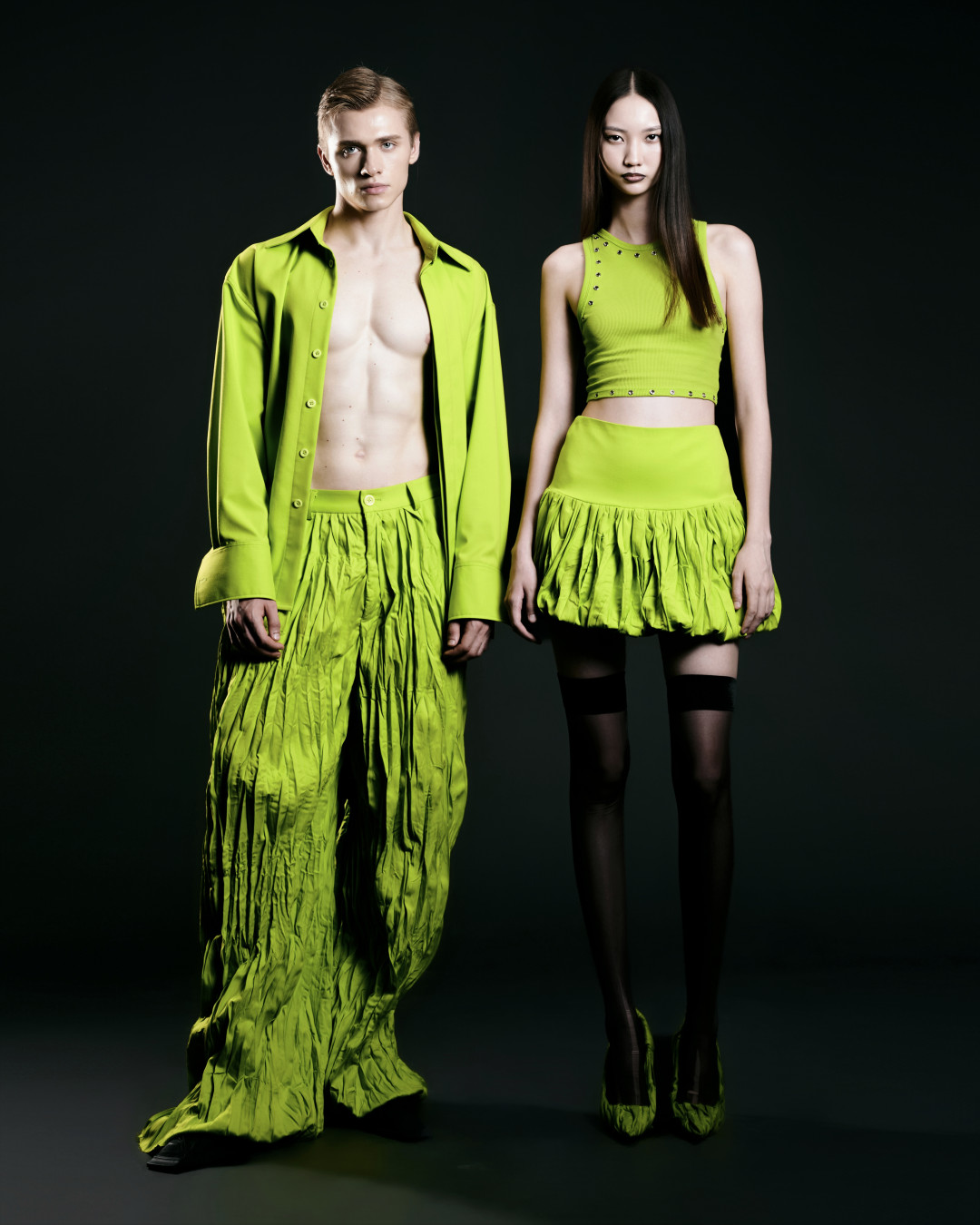 Acid Green Eyelet Tank Top by  on curated-crowd.com