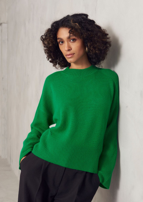 Ribbed Detail Lofty Crew Sweatshirt by LOOP Cashmere on curated-crowd.com