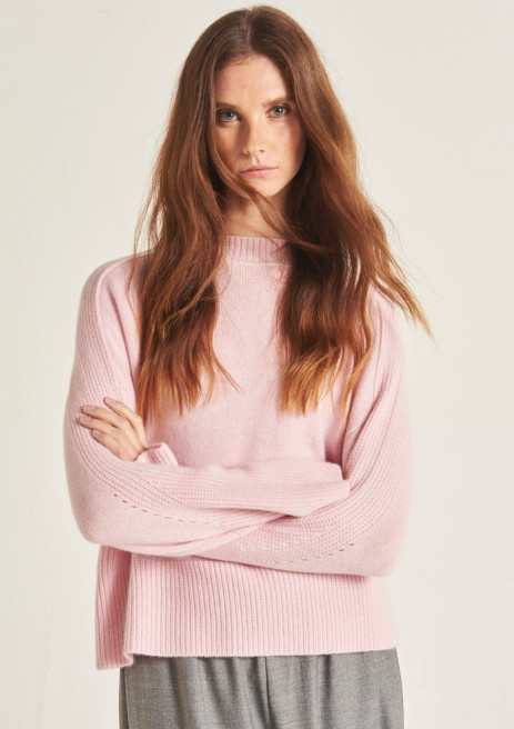 Ribbed Detail Lofty Crew Sweatshirt by LOOP Cashmere on curated-crowd.com
