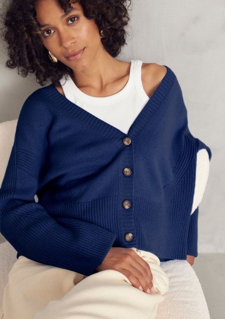 Cashmere Lofty Cardigan in Midnight Blue by LOOP Cashmere on curated-crowd.com
