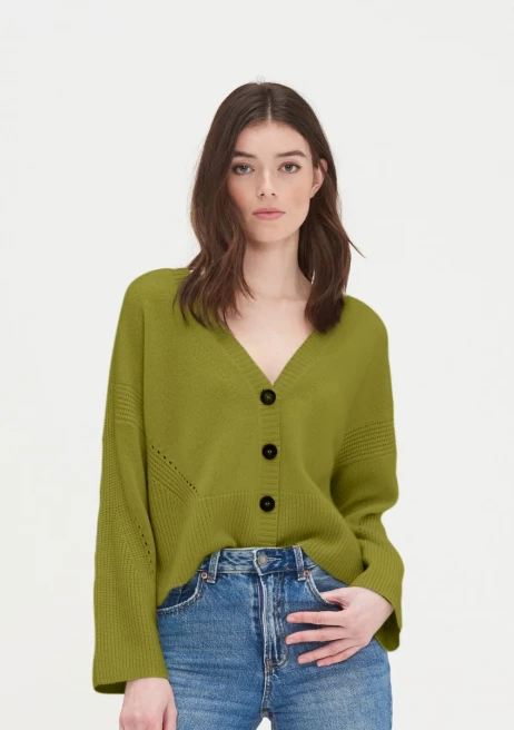 Cashmere Lofty Cardigan in Woodbine Green by LOOP Cashmere on curated-crowd.com