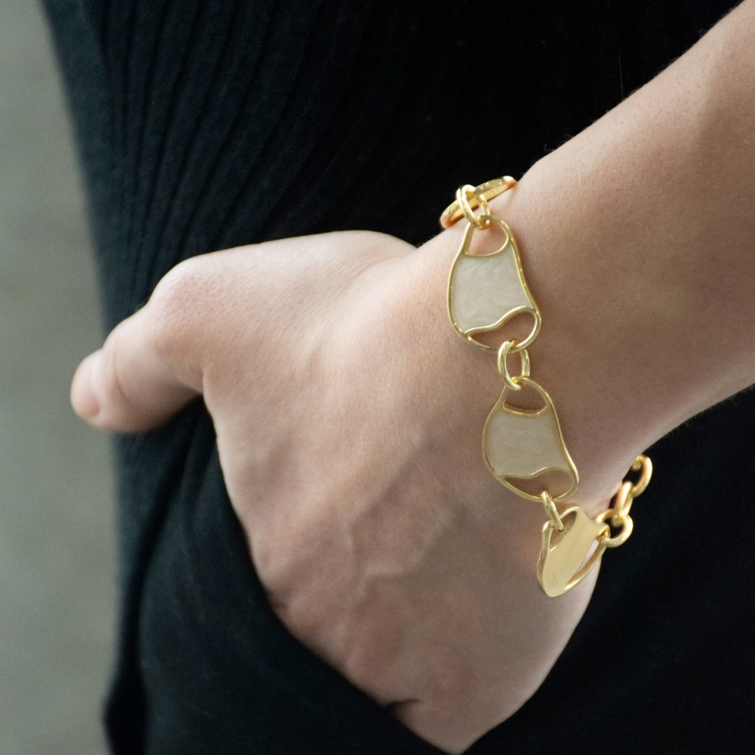 Camille Duo Bracelet with Mother of Pearl and Yellow by BOULO on curated-crowd.com