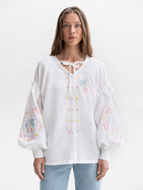 White Embroidered Shirt 'Polina' by Etnodim on curated-crowd.com