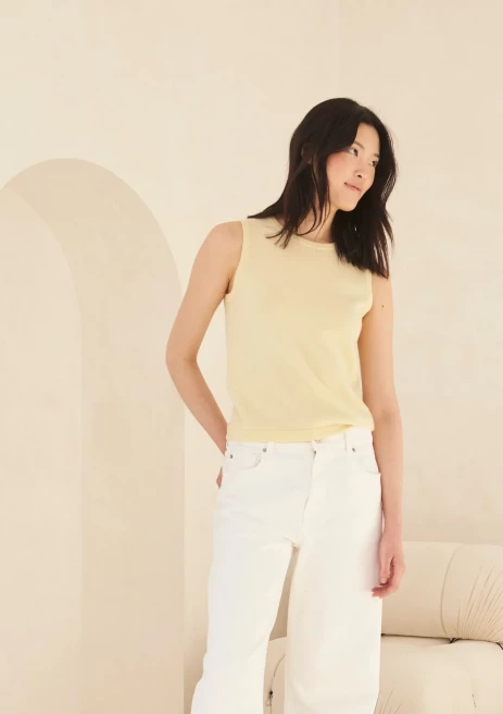 Fine Cashmere Tank in Lemonade by LOOP Cashmere on curated-crowd.com