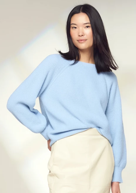 Cashmere Tie Back Sweater in Sky Blue by LOOP Cashmere on curated-crowd.com
