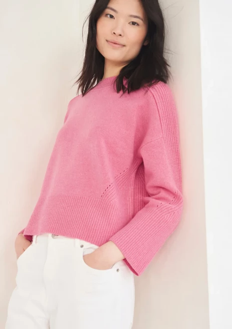 Ribbed Detail Lofty Crew Sweatshirt by LOOP Cashmere on curated-crowd.com