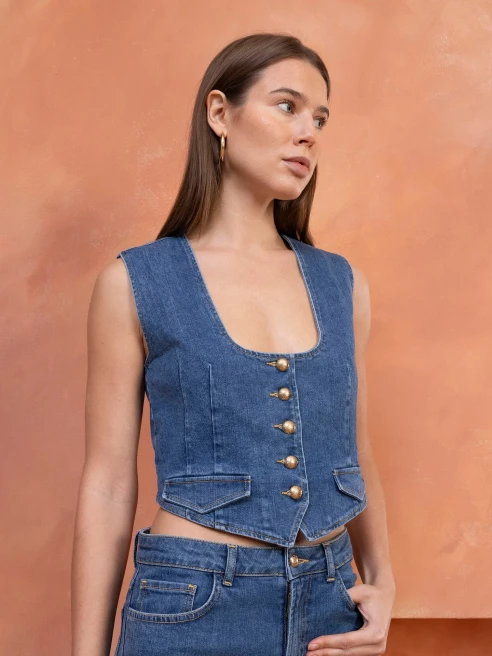 Marfa Denim Vest by Faraway on curated-crowd.com