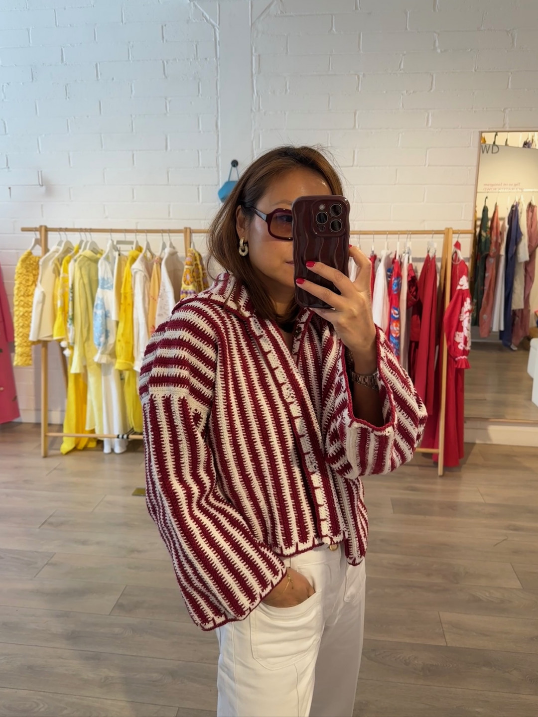 Daria Jacket Burgundy/White by Jessica K on curated-crowd.com