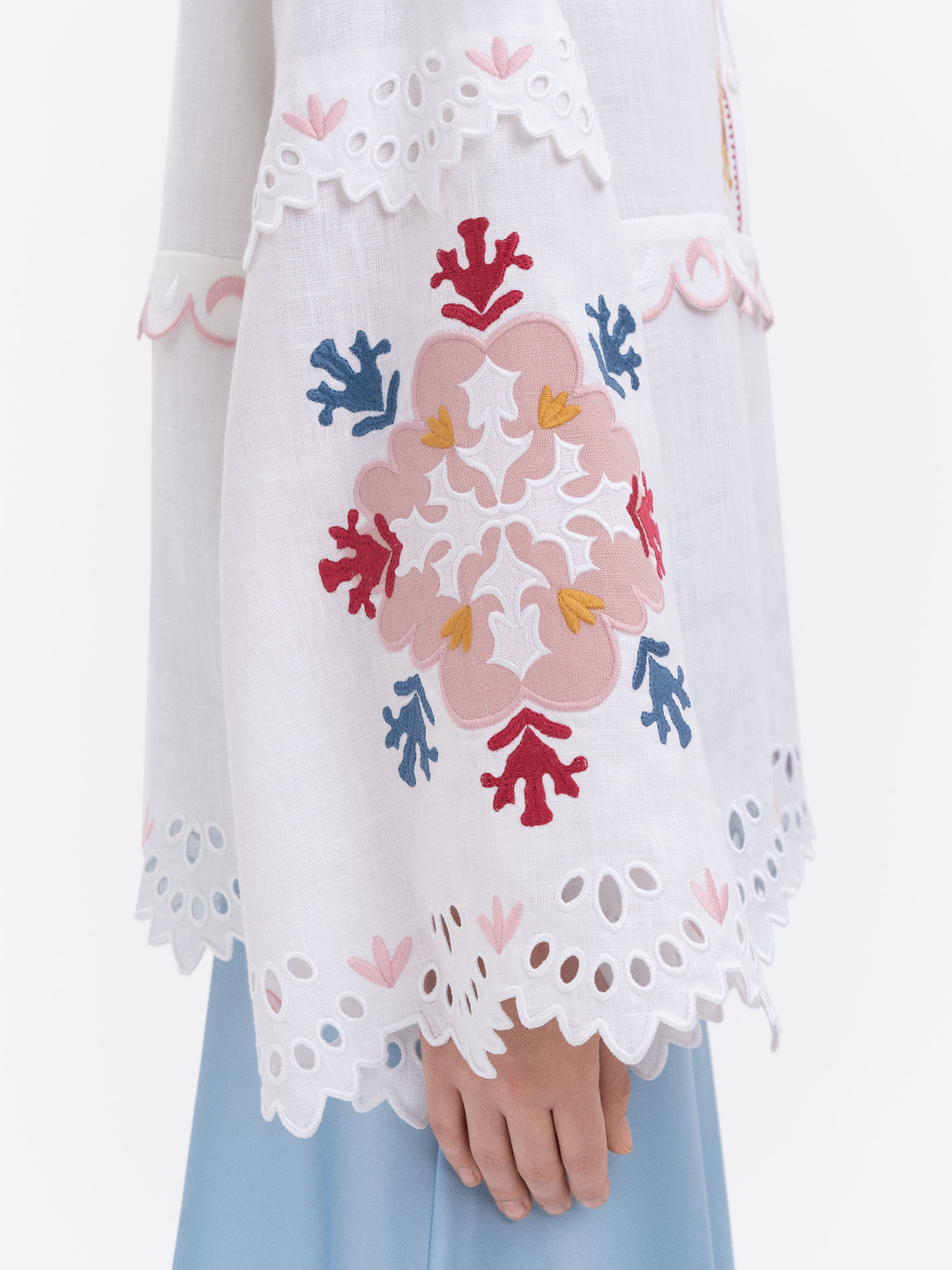 White Embroidered "Horytsvit" Blouse by Etnodim on curated-crowd.com