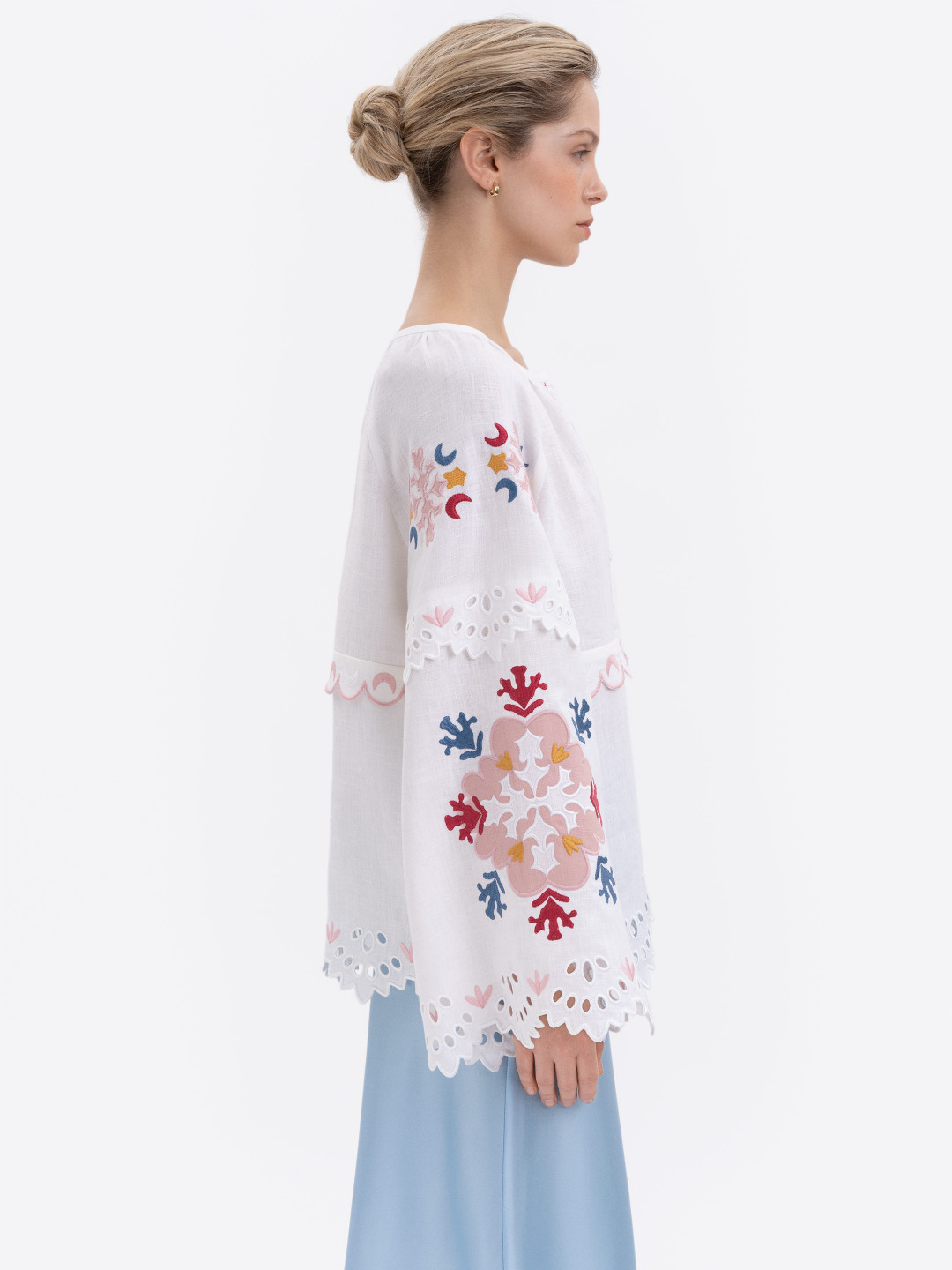 White Embroidered "Horytsvit" Blouse by Etnodim on curated-crowd.com