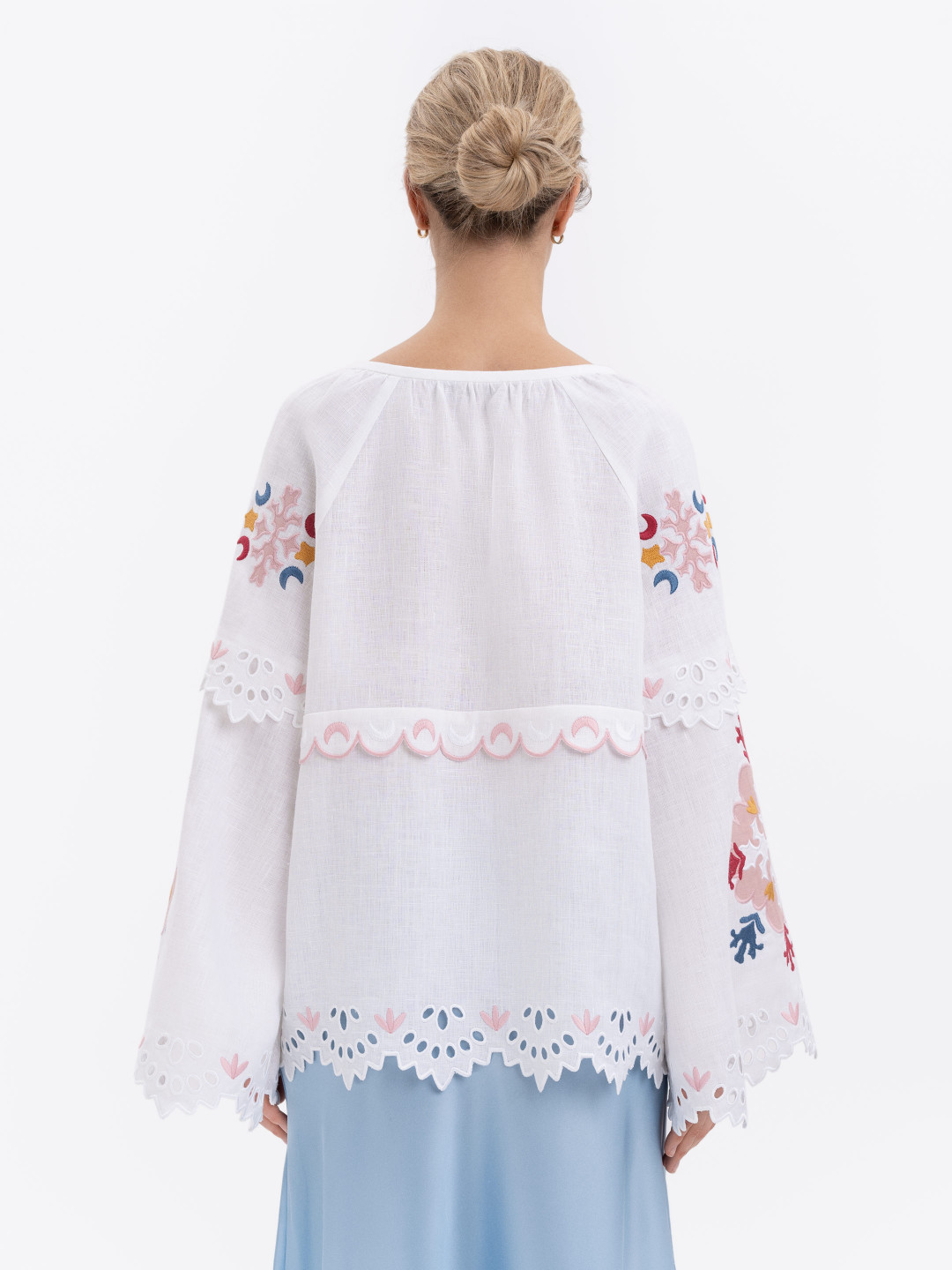 White Embroidered "Horytsvit" Blouse by Etnodim on curated-crowd.com