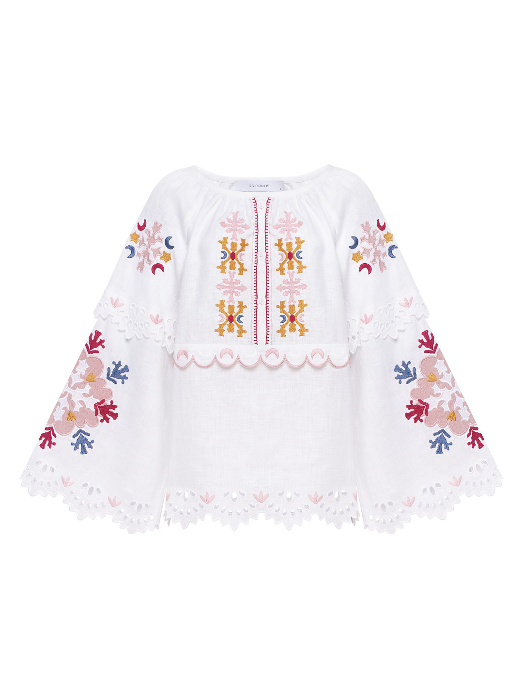 White Embroidered "Horytsvit" Blouse by Etnodim on curated-crowd.com