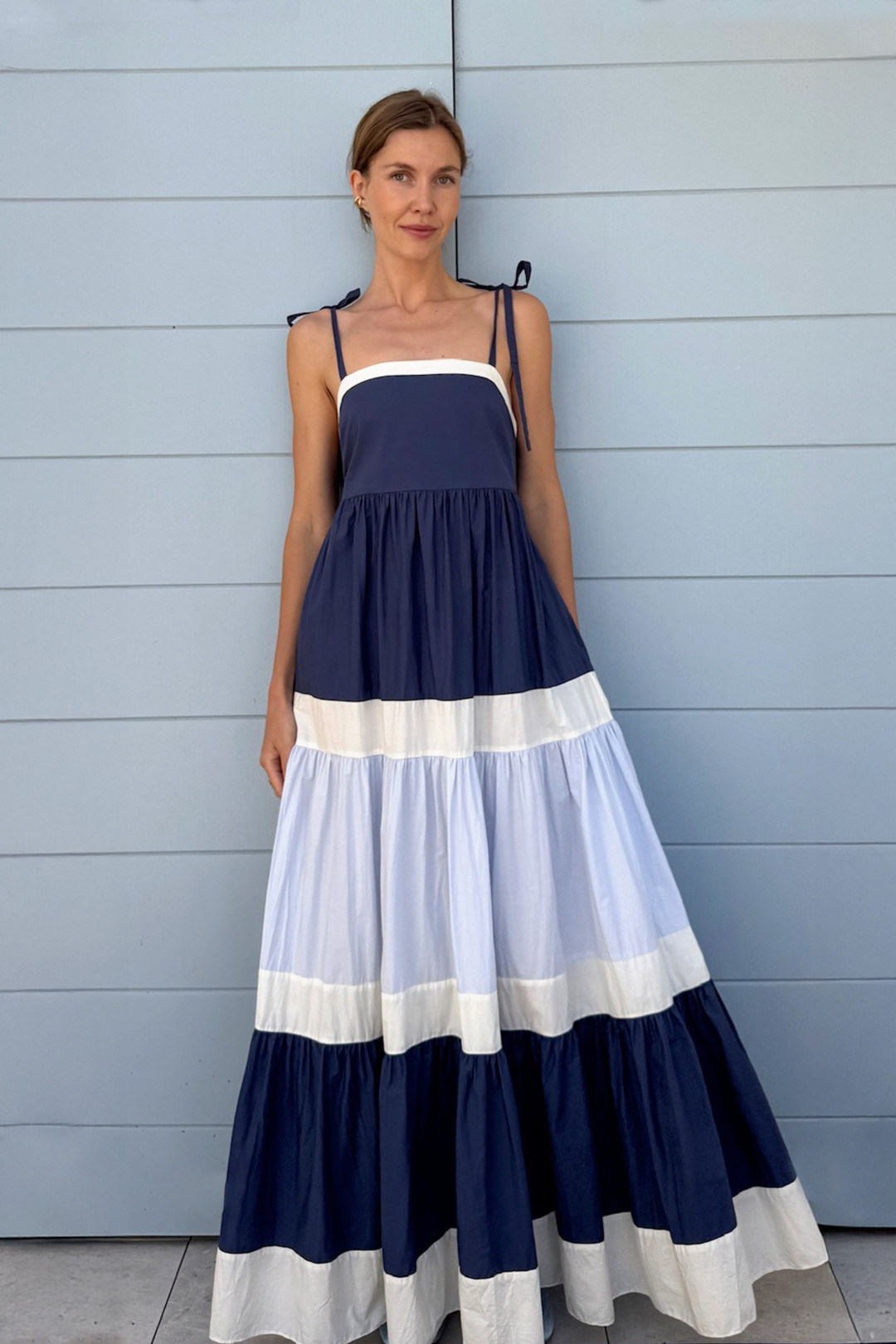 Maxi Laura Dress in Navy/Ivory by PAPER London on curated-crowd.com