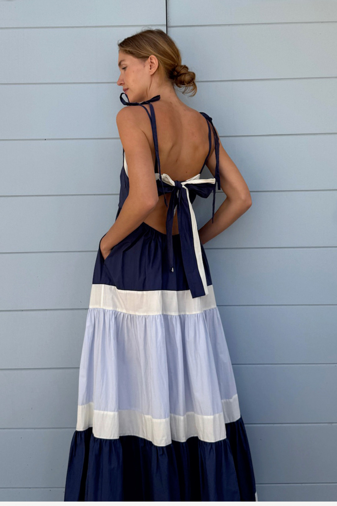 Maxi Laura Dress in Navy/Ivory by PAPER London on curated-crowd.com