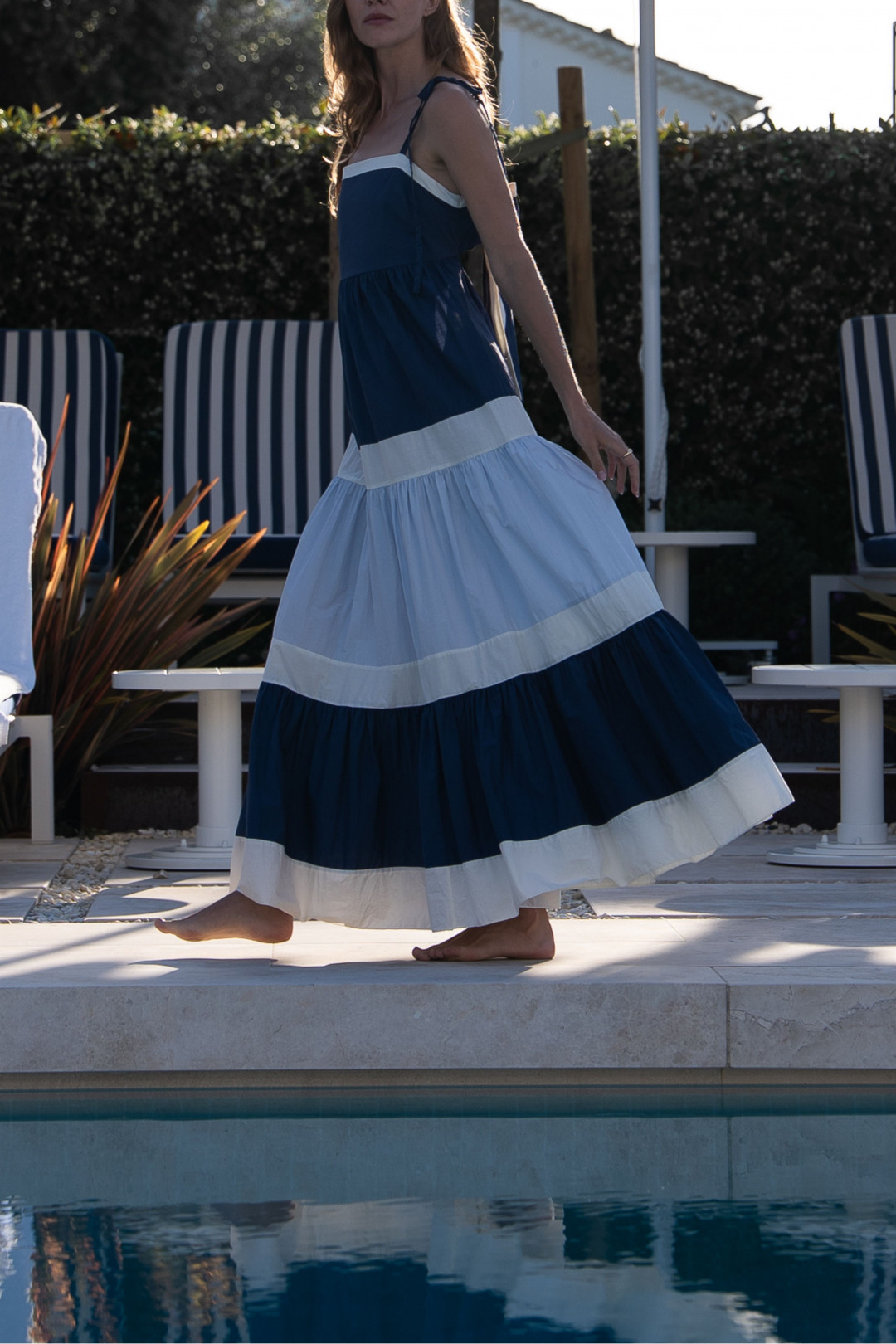 Maxi Laura Dress in Navy/Ivory by PAPER London on curated-crowd.com