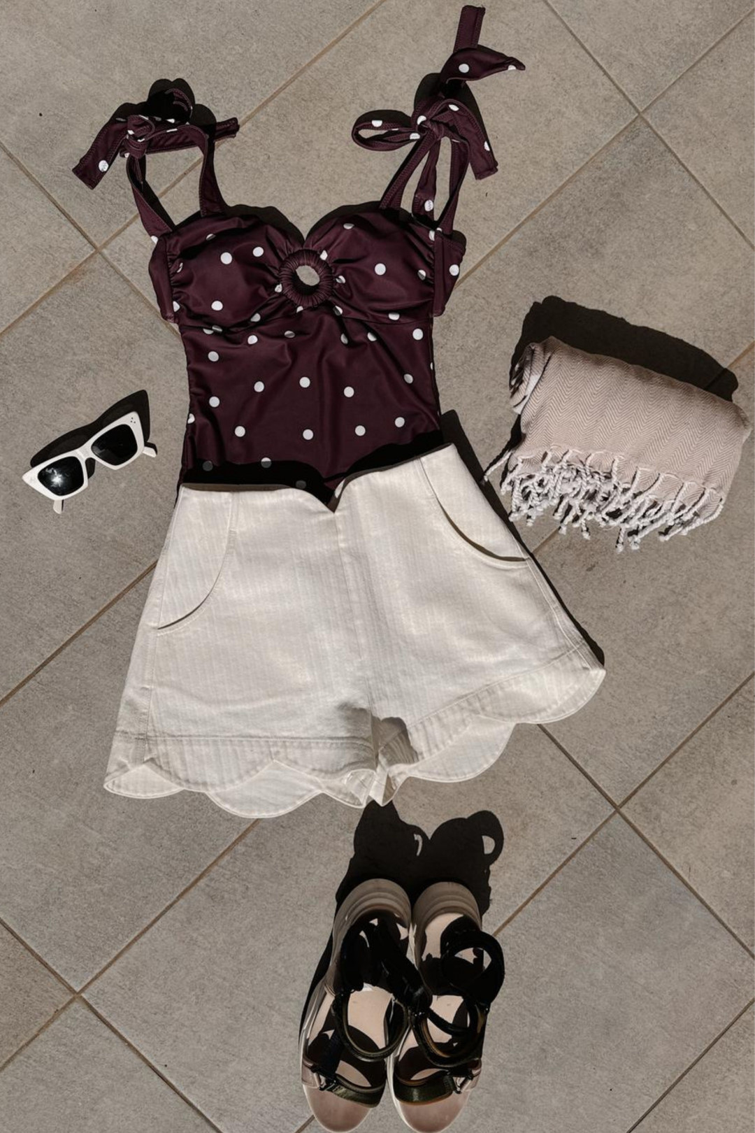 Florentine Swimsuit in Brown Spot by PAPER London on curated-crowd.com