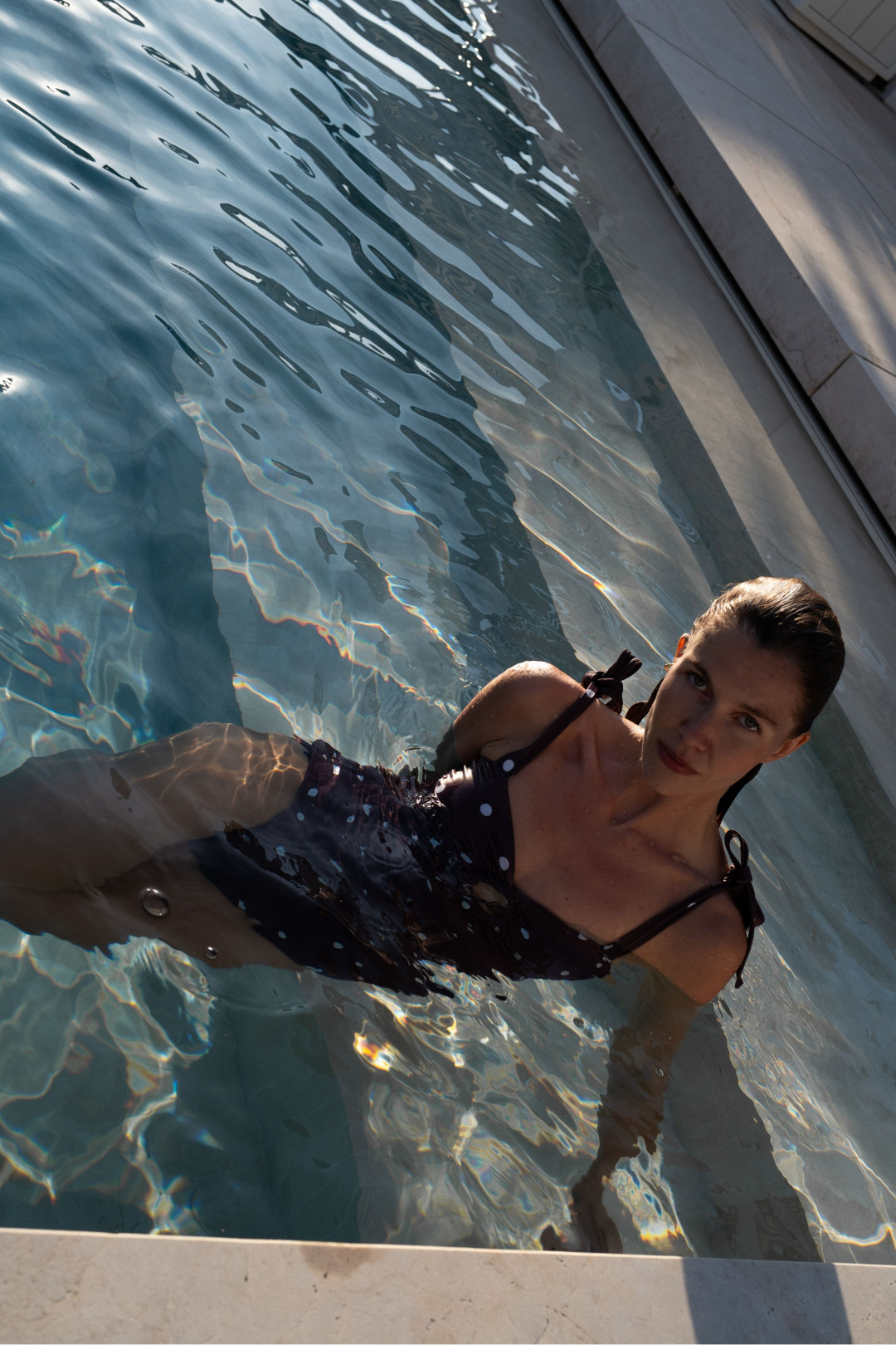 Florentine Swimsuit in Brown Spot by PAPER London on curated-crowd.com