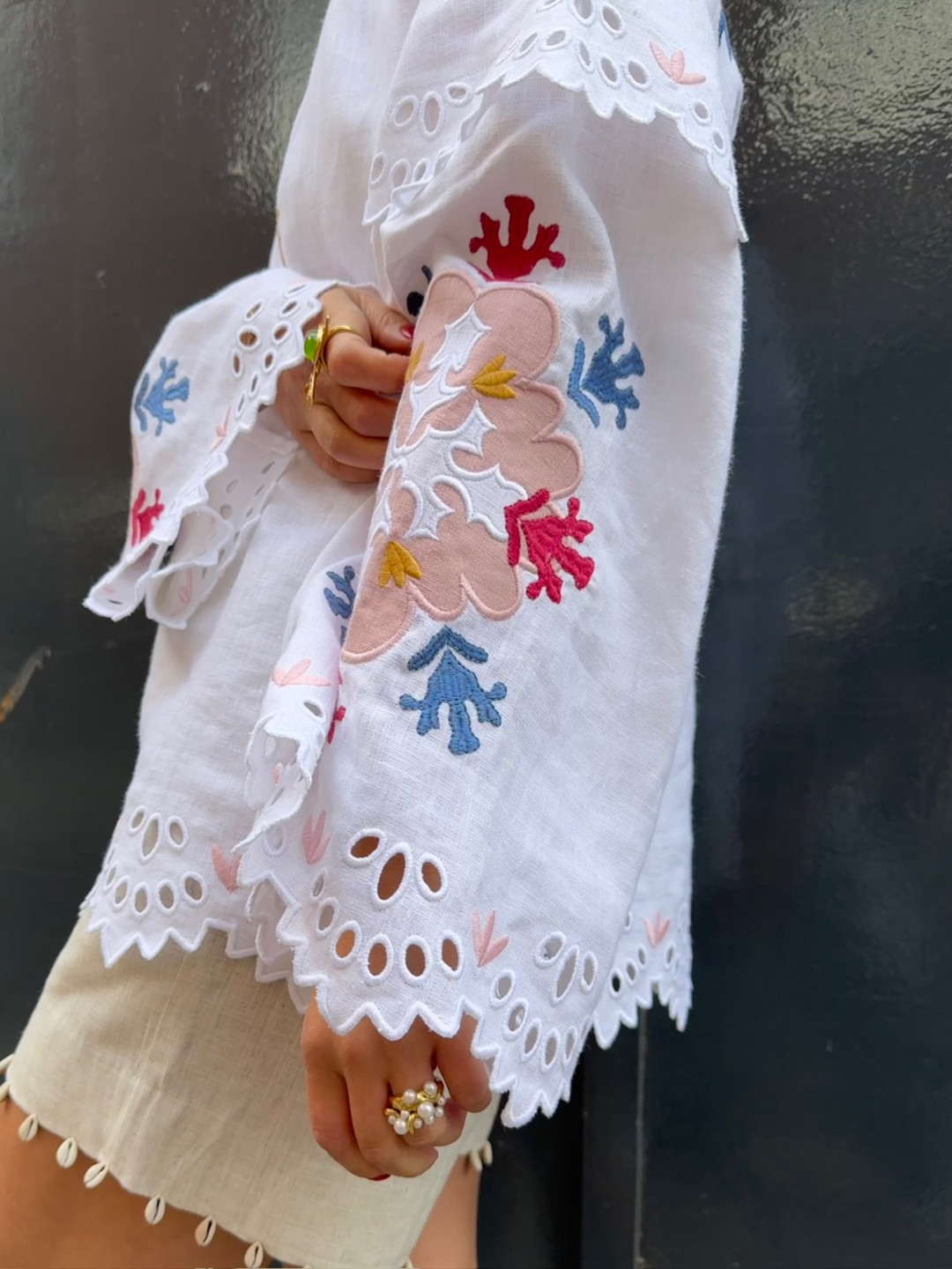 White Embroidered "Horytsvit" Blouse by Etnodim on curated-crowd.com