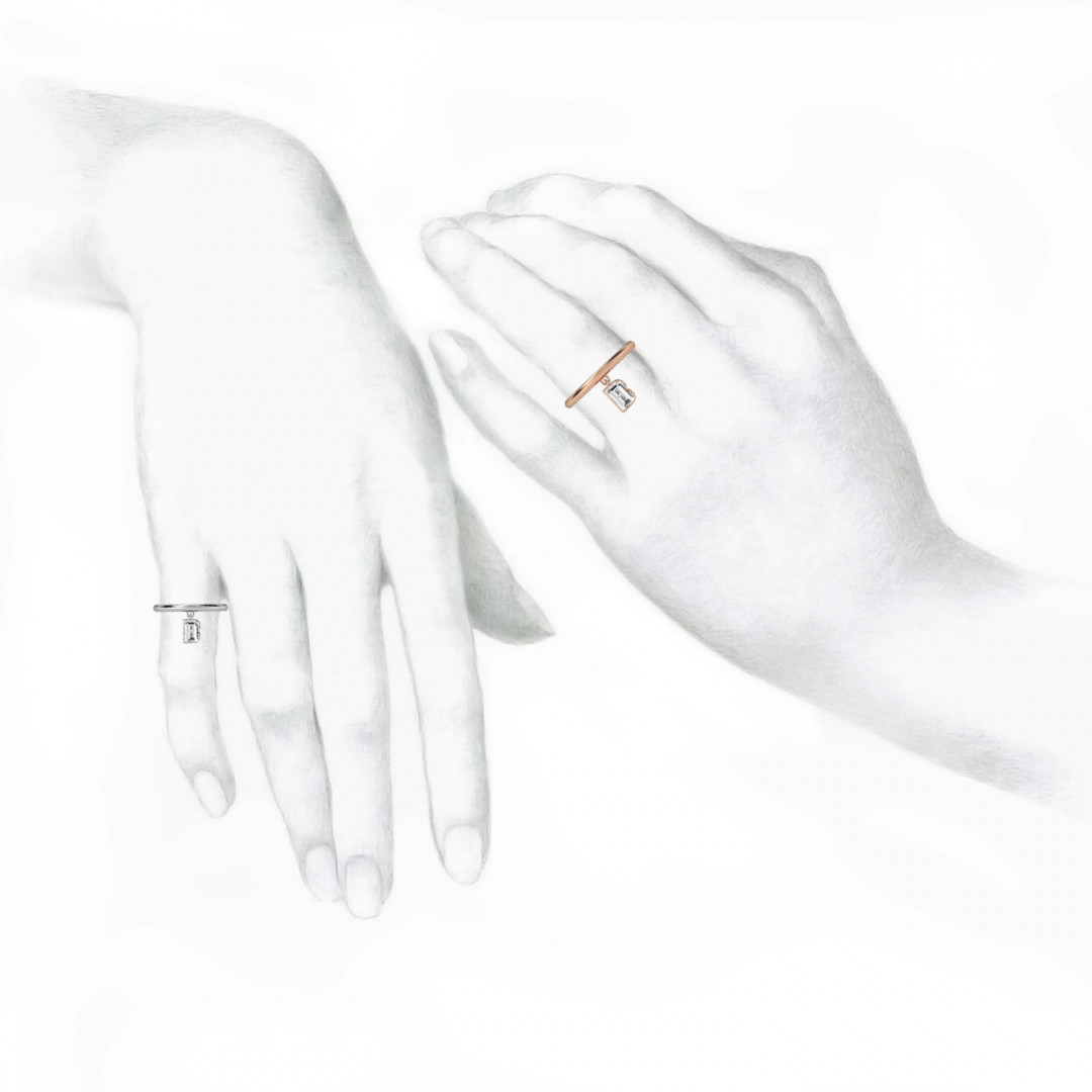 Alphabet Diamond Drop Rose Gold Ring by MOH on curated-crowd.com