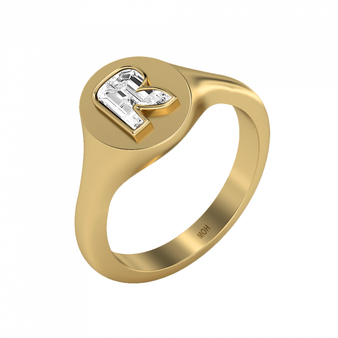 Alphabet Diamond Signet Gold Ring by MOH on curated-crowd.com