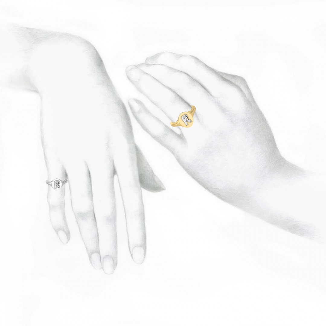 Alphabet Diamond Signet Gold Ring by MOH on curated-crowd.com