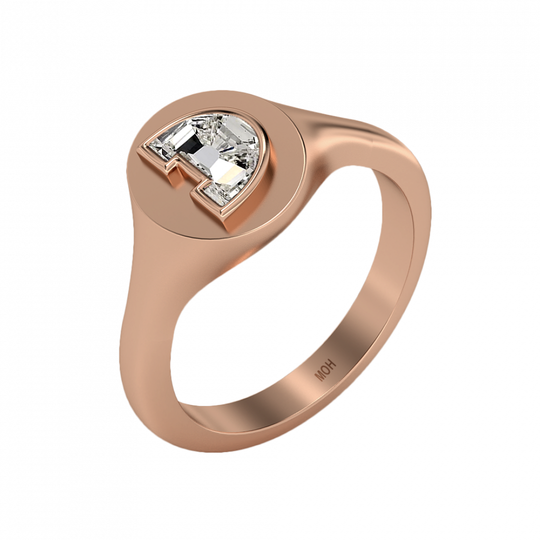 Alphabet Diamond Signet Rose Gold Ring by MOH on curated-crowd.com