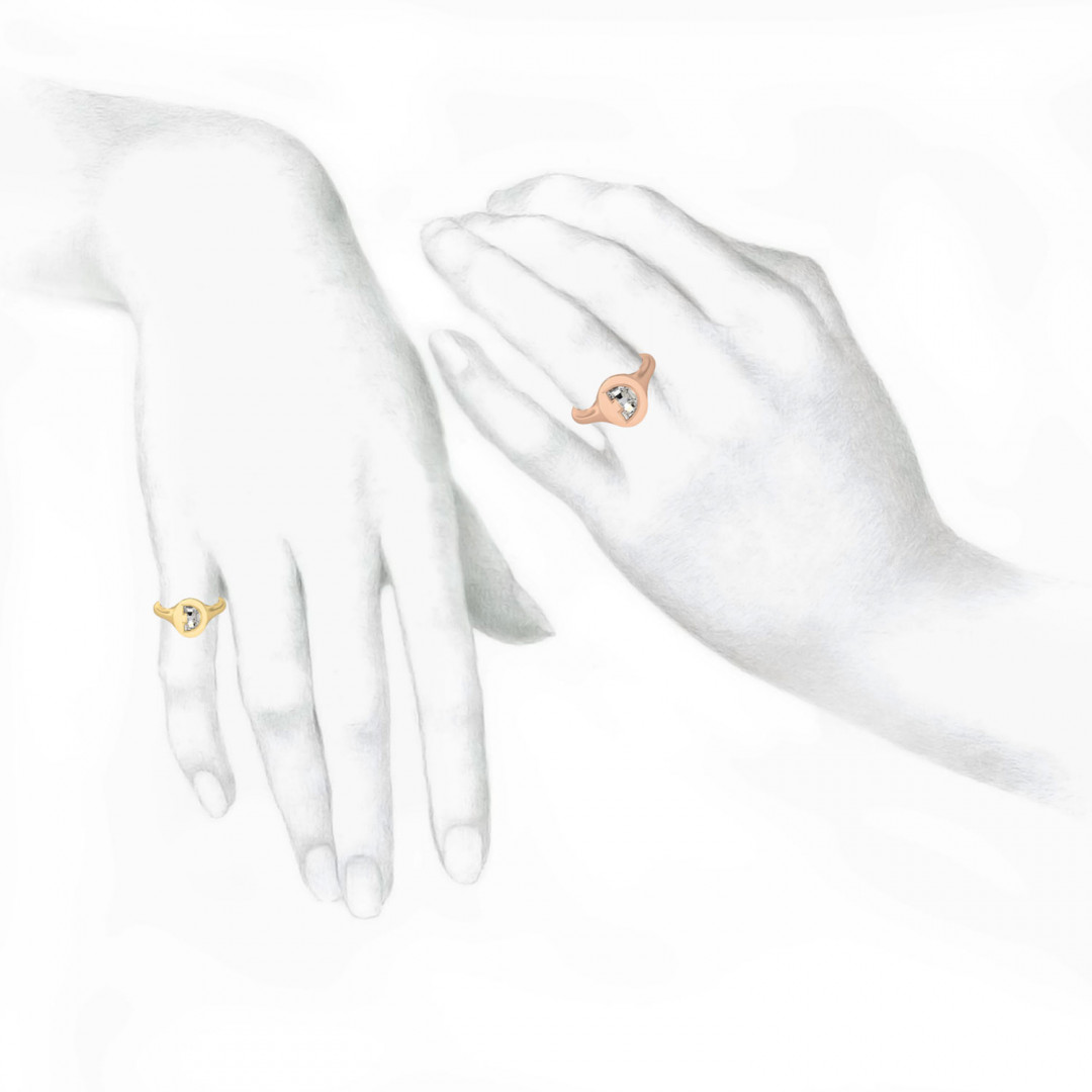 Alphabet Diamond Signet Rose Gold Ring by MOH on curated-crowd.com