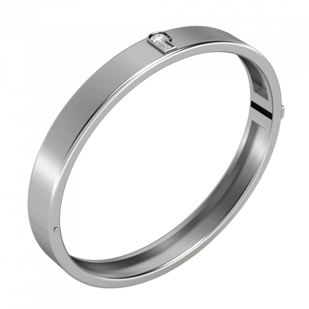 Alphabet Diamond White Gold Bangle by MOH on curated-crowd.com