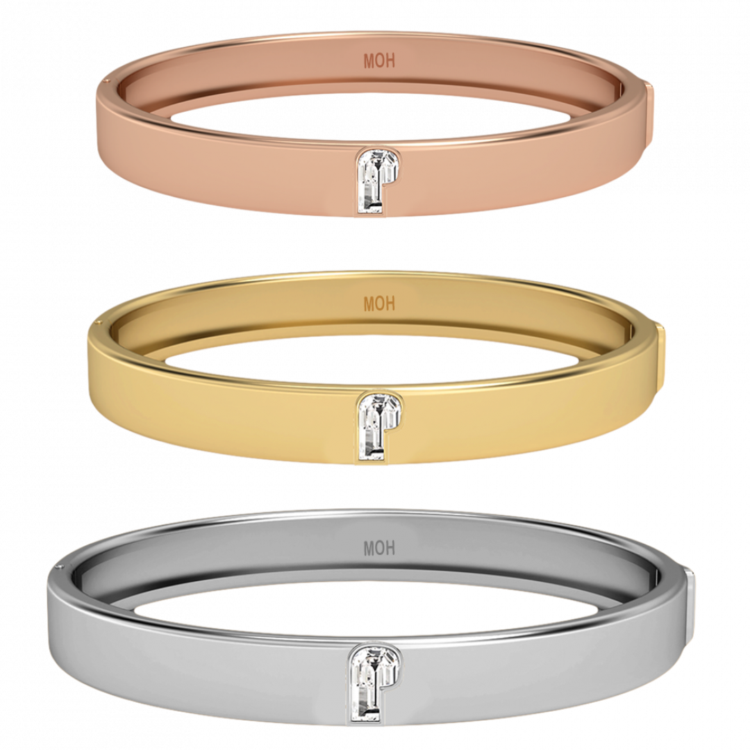 Alphabet Diamond White Gold Bangle by MOH on curated-crowd.com