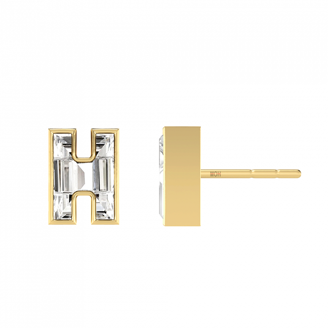 Alphabet Diamond Stud Gold Earrings by MOH on curated-crowd.com